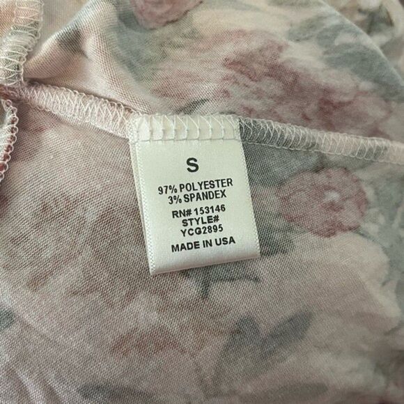 Good Luck Gem Women's Pink Floral Peplum Wrap Top Size Small - Picture 6 of 6